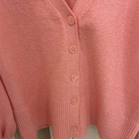 Y2K LOFT  Balloon Sleeve V-Neck Cardigan Pink Cottage Sz S Fairy Whimsy College‎ - Picture 3 of 12